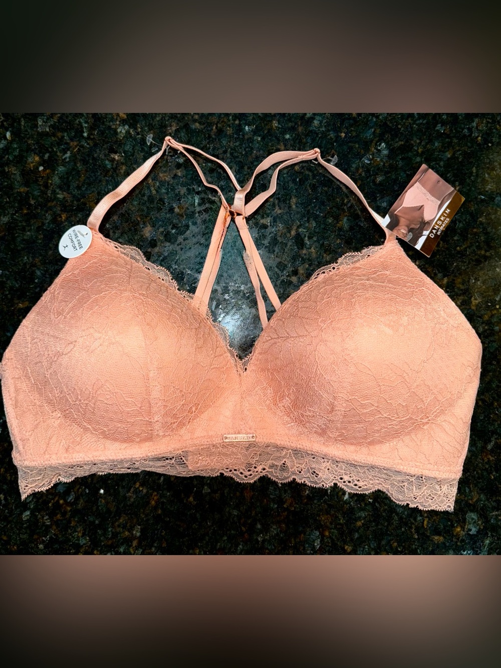 NWT 38C Danskin Lace Wire-Free Bralette in Peachy Pink